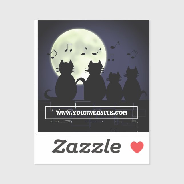 caterwauling, gatos a la luz de la luna. Pegatina (Hoja)