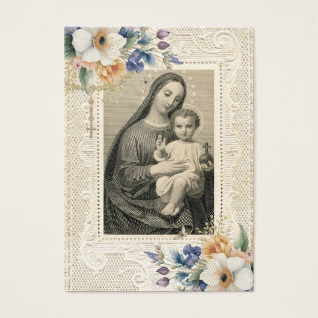Catholic Funeral Floral Prayer Memorial Card (Frente)