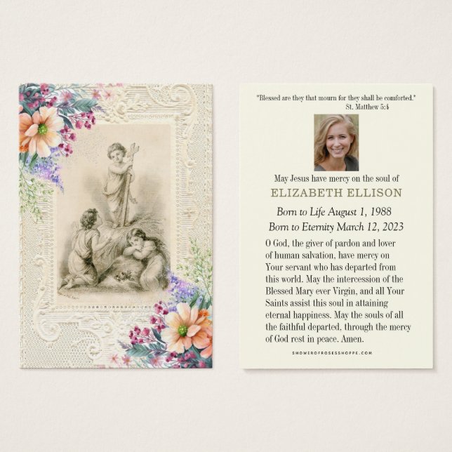 Catholic Funeral Jesus Prayer Memorial Card (Anverso y reverso)