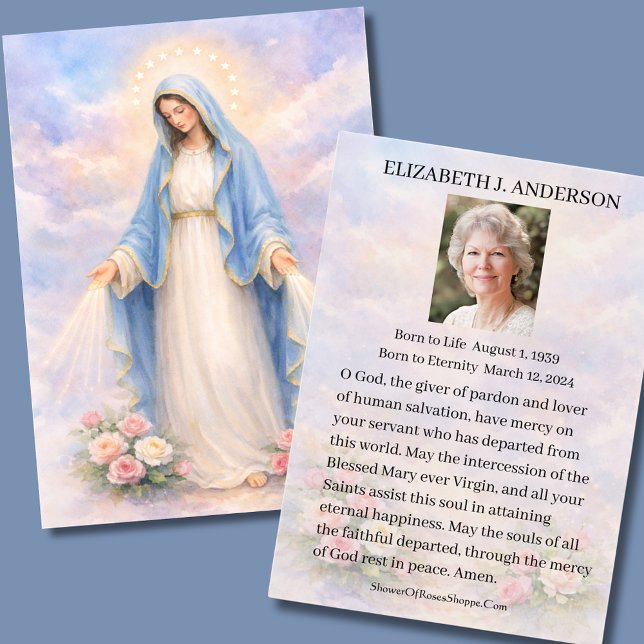 Catholic Funeral Mary Memorial Prayer Holy Card (Subido por el creador)