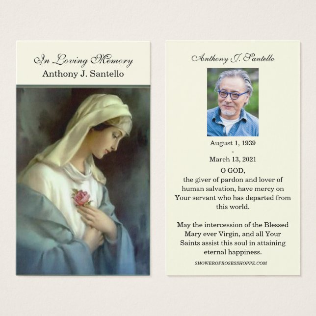 Catholic Funeral Memorial Prayer Holy Book Mark (Anverso y reverso)
