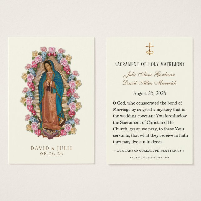Catholic Guadalupe Roses Wedding Prayer  (Anverso y reverso)