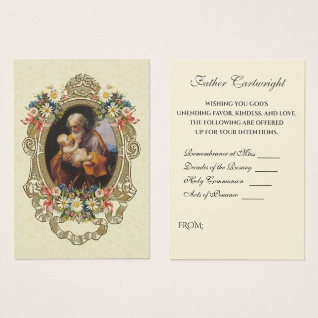 Catholic St. Joseph Spiritual Bouquet Holy Cards (Anverso y reverso)