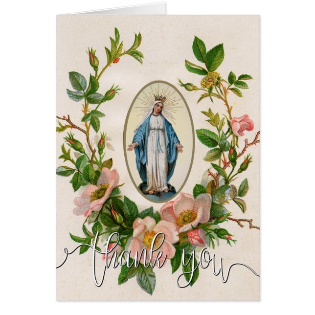 Catholic Virgin Mary Religious Funeral Thank You (Frente)