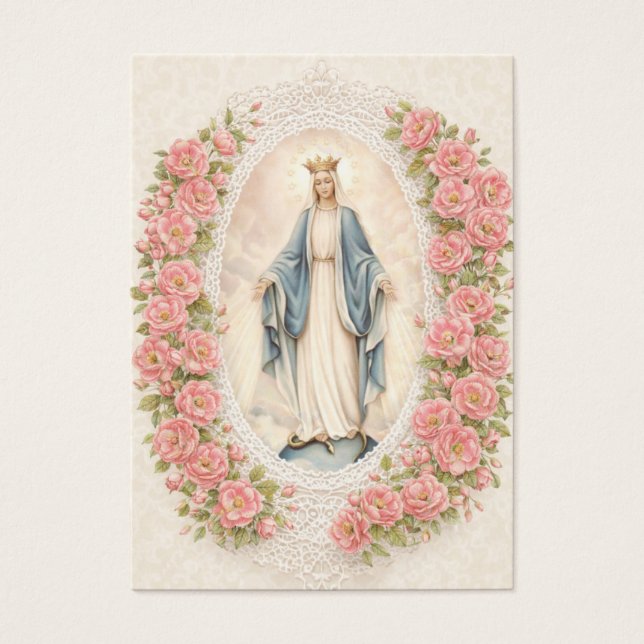 Catholic Wedding Floral Marian Prayer Cards (Frente)