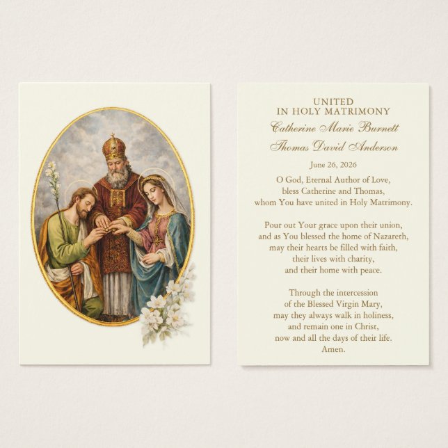 Catholic Wedding Prayer Card Betrothal  (Anverso y reverso)