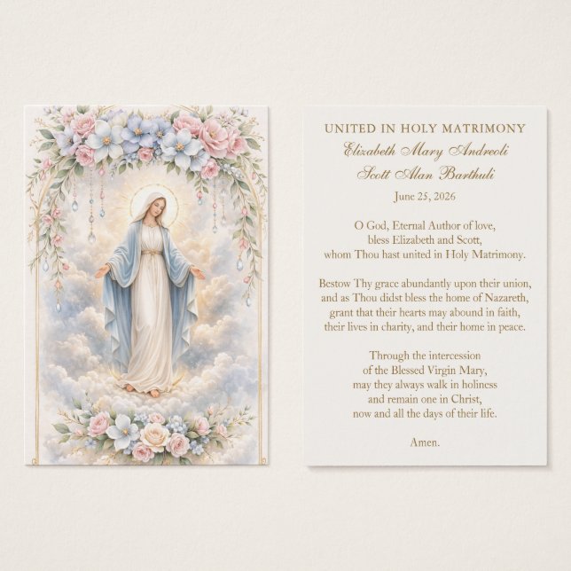 Catholic Wedding Prayer – Our Lady of Grace (Anverso y reverso)