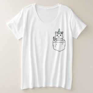 Caticorn Arcoiris Pocket Plus tamaño Camiseta para