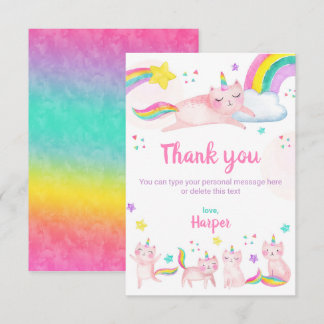 Caticorn Cumpleaños Tarjeta de agradecimiento pers