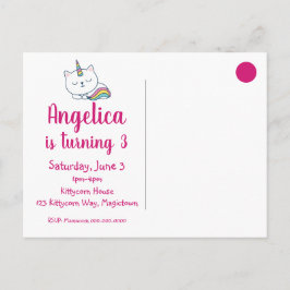 Caticorn | Invitación de Tarjeta Postal | Blanco