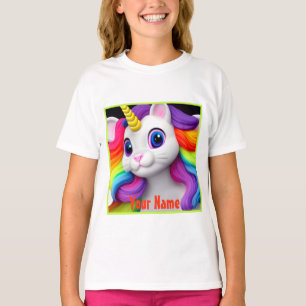 Caticorn Kitty Camiseta de pelo arcoiris colorido
