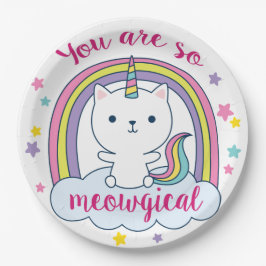 Caticorn | Plato de papel | Blanco