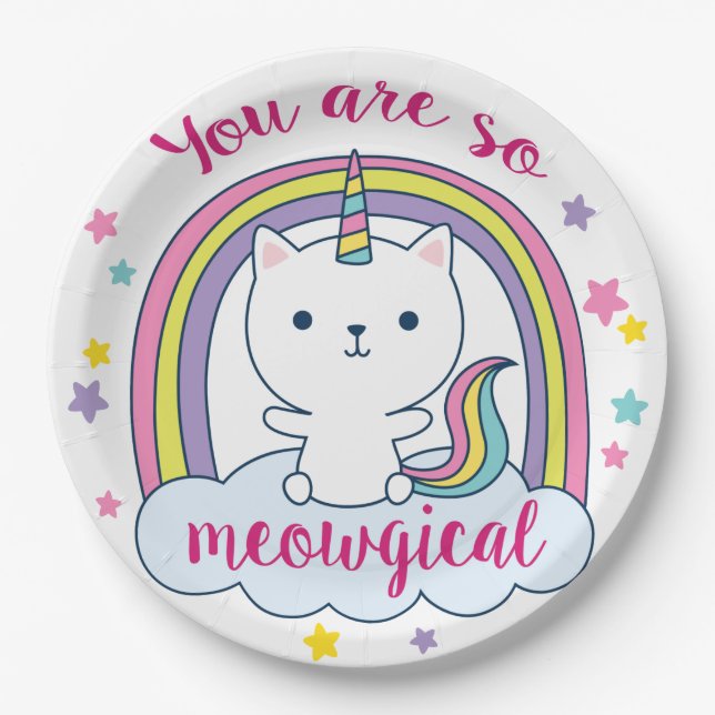 Caticorn | Plato de papel | Blanco (Anverso)