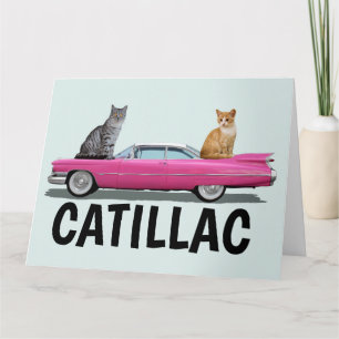 CATILLAC CAT PINK CLASSIC CAR GRANDES TARJETAS DE 