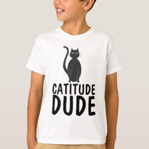 CATITUDE DUDE Camisetas de gato para niños diverti