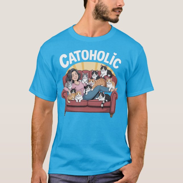 CATOHOLIC - Graciosa camiseta de Cat Lover (Anverso)