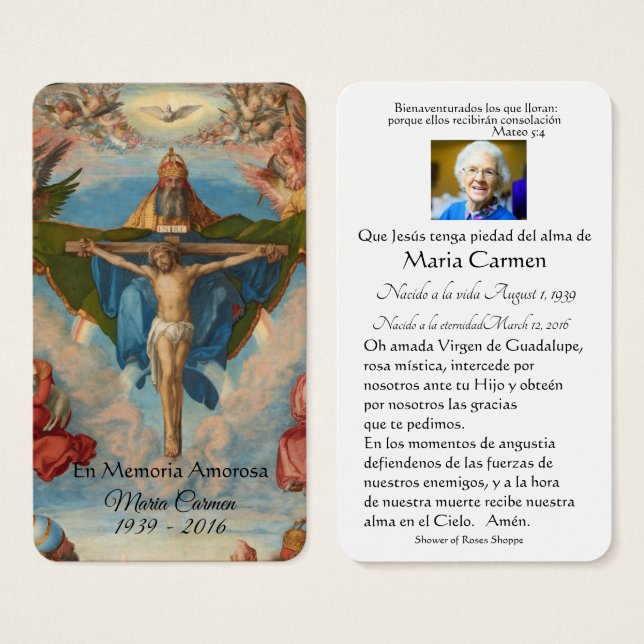 Católica España Jesús Funeral Memorial Tarjeta San (Anverso y reverso)