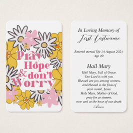 Católica moderna en tarjeta de plegaria de memoria