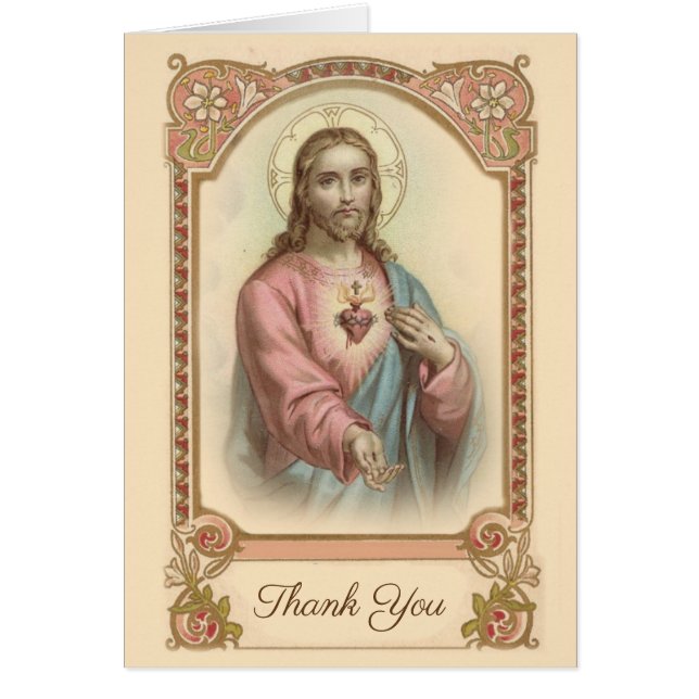 Católico Corazón Sagrado de Jesús Pésame Agradecim (Frente)