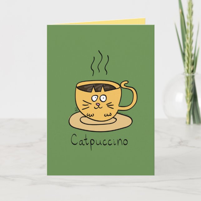 Catpucccino Café Cappuccino Tarjeta de saludo para (Anverso)