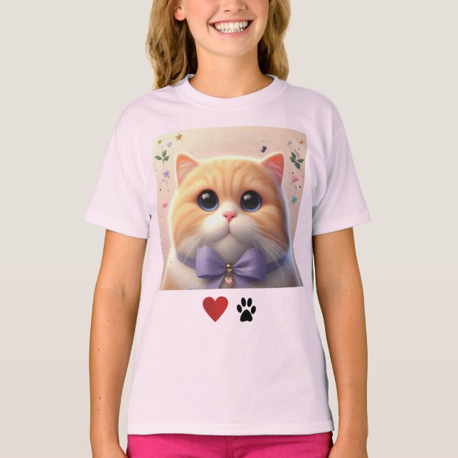 Cats de amor Cama gatos Chicas rosados Camiseta (Anverso)