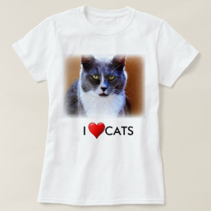 Cats de amor Camiseta blanca básica de las mujeres