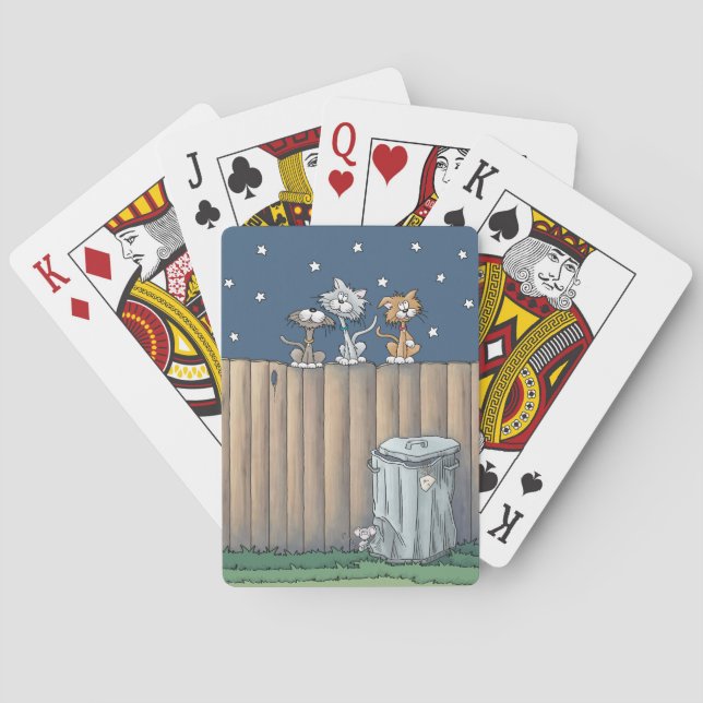 Cats de callejón en una cerca de cartas de juego c (Reverso)