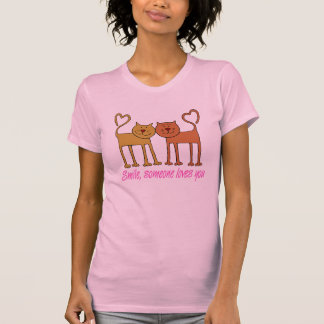Cats de San Valentín en la camiseta de amor