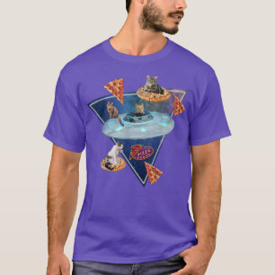 Cats Graciosos Pizza En Camiseta Espacial