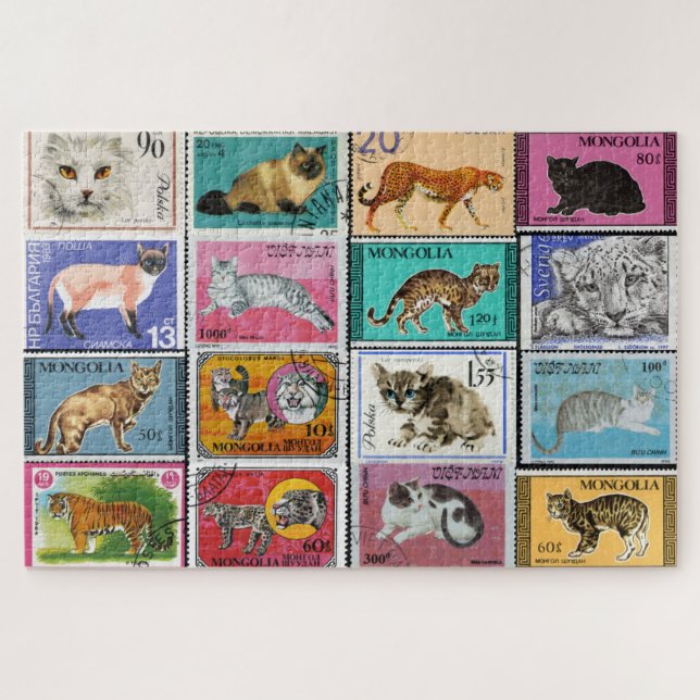 Cats Postage Collage Rompecabezas (Horizontal)
