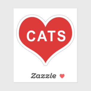 CATS Red Love Heart Vinyl Pegatina