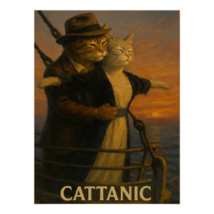Cattanic Parody Art Poster Funny Cat Lovers