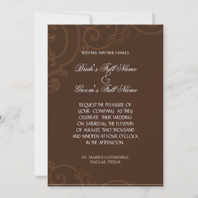Cattleya Orchid Purple Brown - Invitación a la bod (Anverso)
