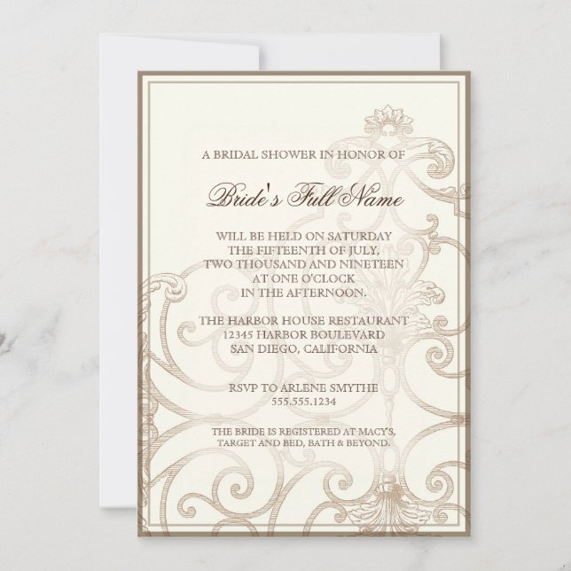 Cattleya Orchid taupe brown - Invitación a la duch (Anverso)