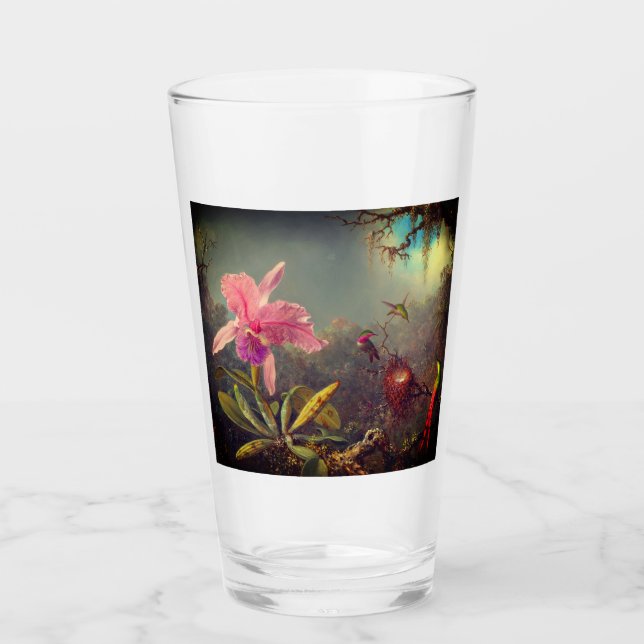 Cattleya Orchid y tres Hummingbirds Heade (Anverso)