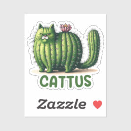 Cattus Cactus Pun Funny Cat Pegatina