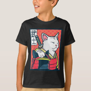 Catzilla Arte de gato japonés antiguo camiseta nin
