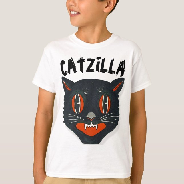 CATZILLA, Camisetas Gato Niños Graciosos (Anverso)