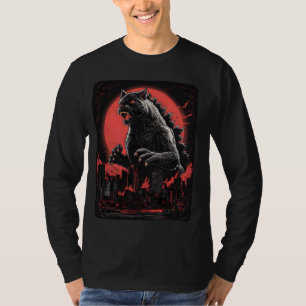 Catzilla Cat Arte Japonés Funny Gatos camisetas Pa