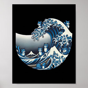 Catzilla Cat Arte Japonés Gracioso Regalos De Gato