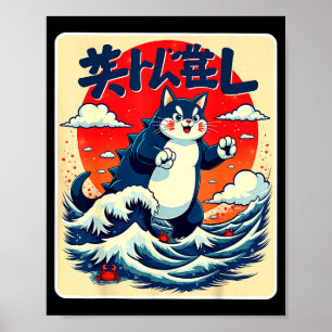 Catzilla gato arte japonés regalos divertidos de g