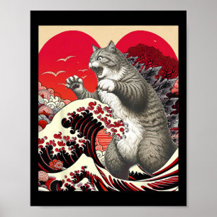 Catzilla Gato Valentine Arte Japonés Regalo Divert