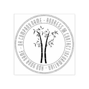 Caucho Bambú En El Marco Circular Sello De Madera