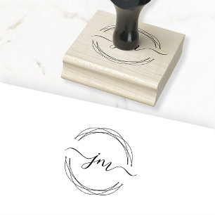 Caucho Circle-Art,Monograma, Sello de escritura a mano