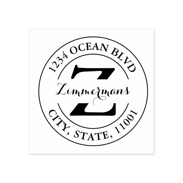 Caucho Crea tu propio sello moderno de goma de monograma  (Impresión)