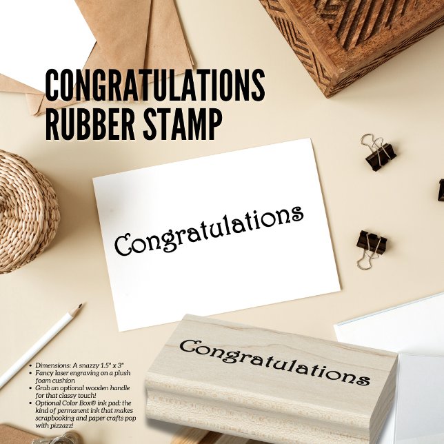 Caucho Enhorabuena Sello de goma (Congratulations Rubber Stamp)