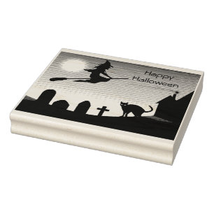Caucho Escena feliz de Halloween - Sello de goma