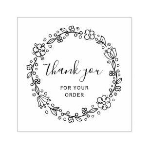Caucho escritura floral wreath negro gracias sello de gom
