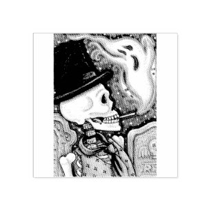 CAUCHO ESQUELETO DE FUMADORES, SELLO DE GOMA DE CEMENTERI