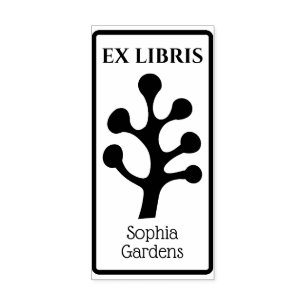 Caucho Ex Libris Árbol/Planta Abstractos 03 Sello de Goma